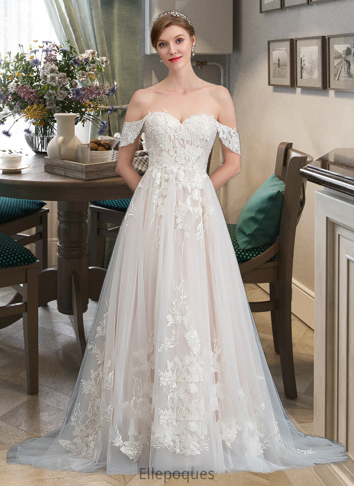 Ryleigh Ball-Gown/Princess Sweetheart Sweep Train Tulle Wedding Dress HOP0013685