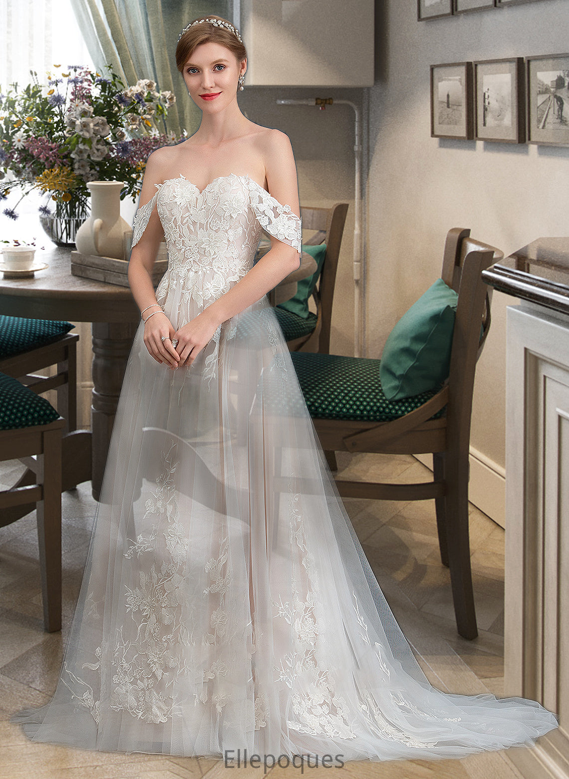 Ryleigh Ball-Gown/Princess Sweetheart Sweep Train Tulle Wedding Dress HOP0013685