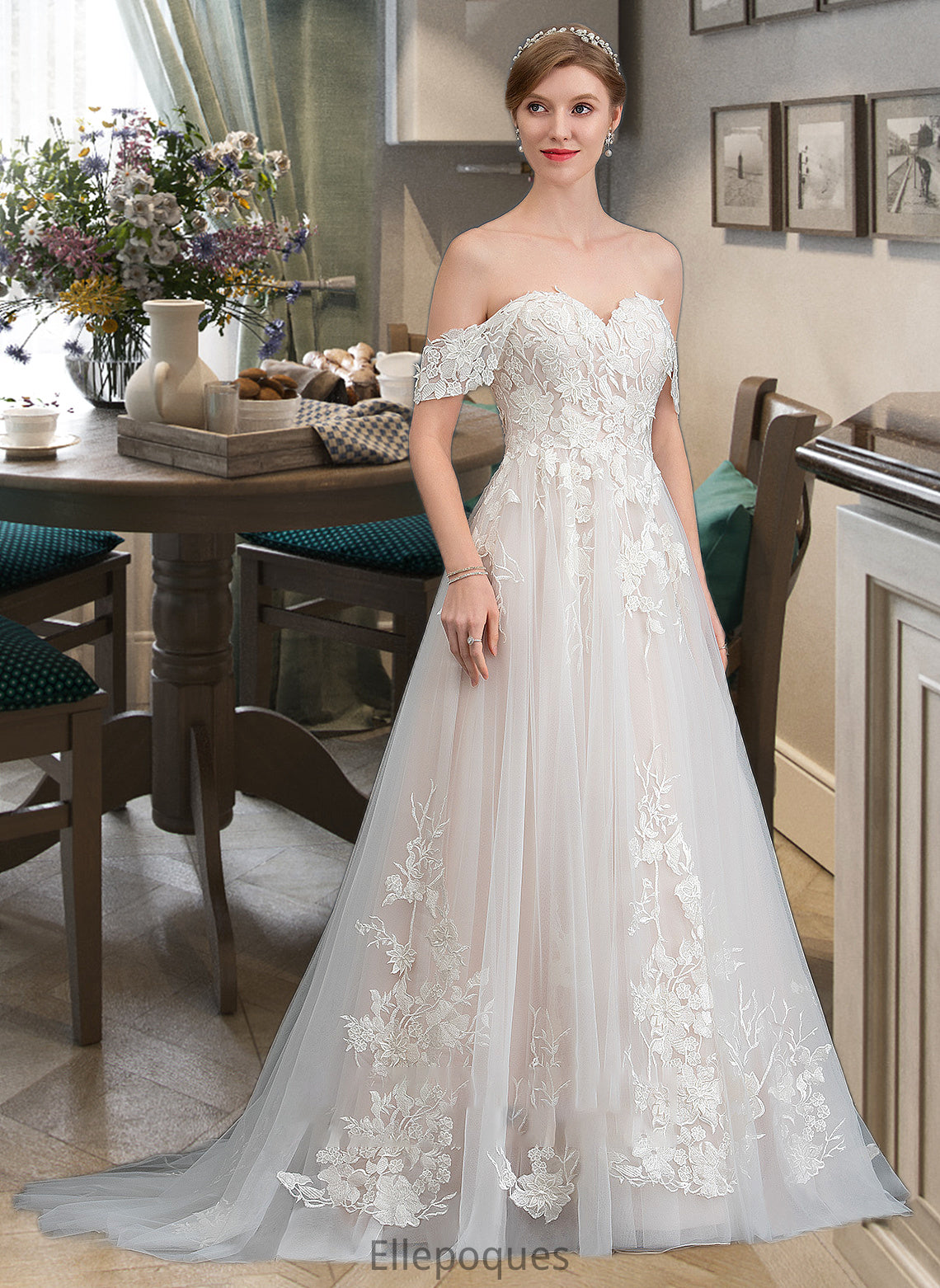 Ryleigh Ball-Gown/Princess Sweetheart Sweep Train Tulle Wedding Dress HOP0013685