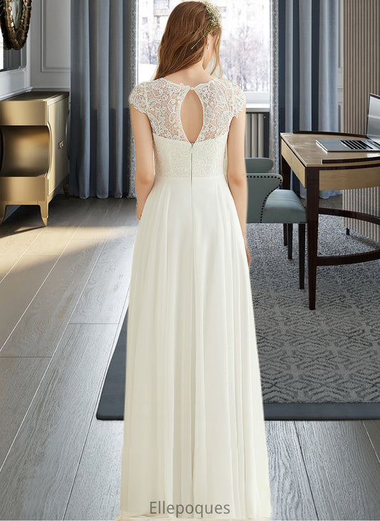 Meadow A-Line Floor-Length Chiffon Lace Wedding Dress HOP0013687