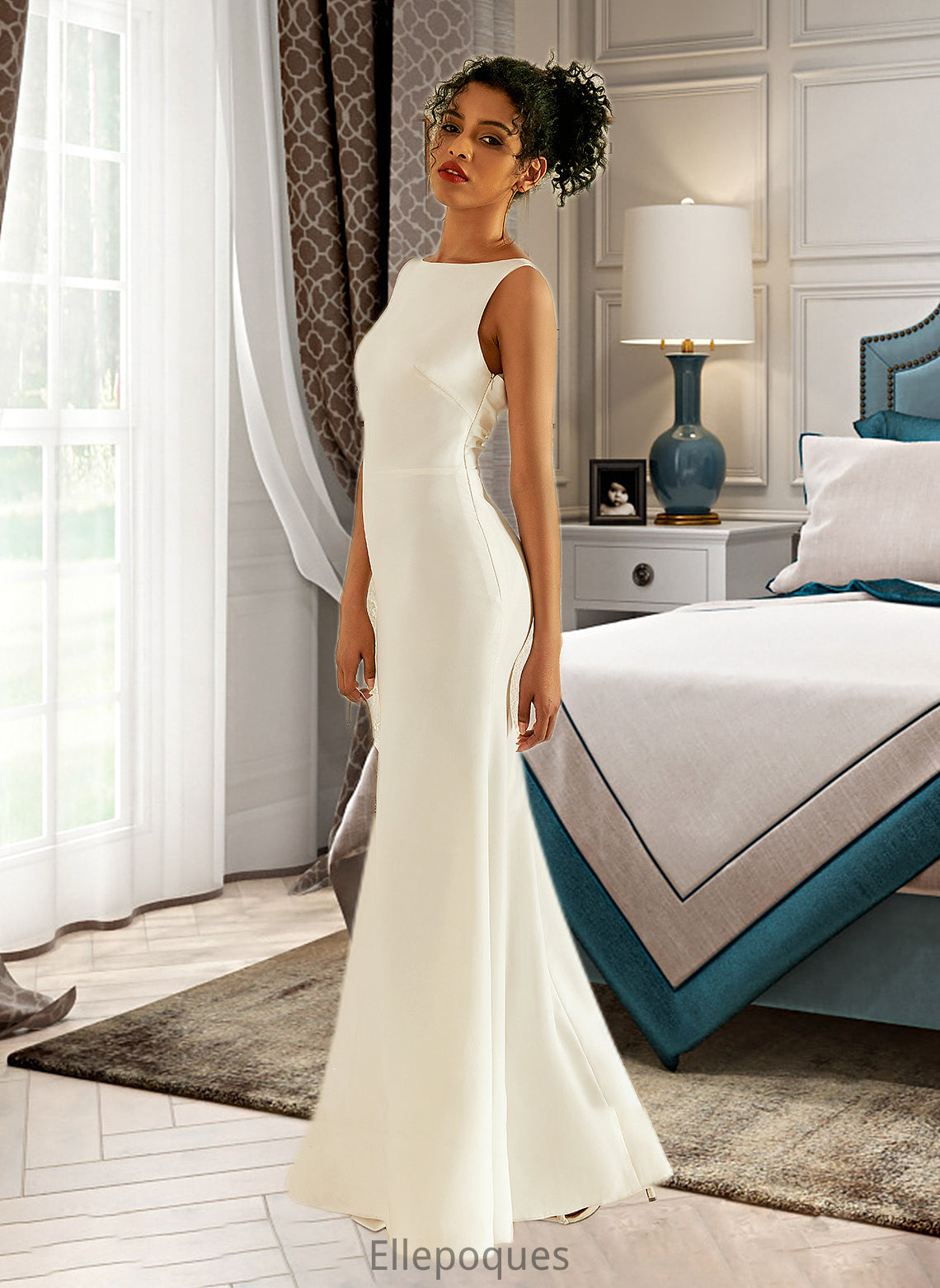 Ellen Trumpet/Mermaid Scoop Neck Floor-Length Wedding Dress HOP0013727