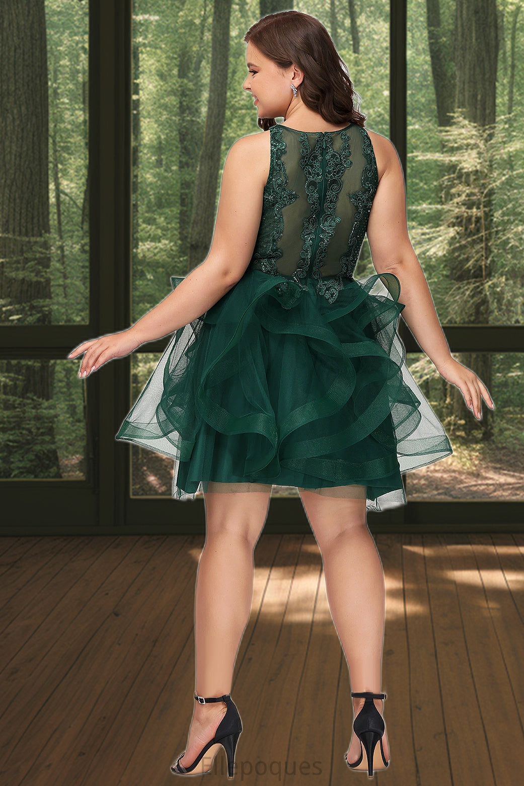 Kaylynn Ball-Gown/Princess Scoop Short/Mini Lace Tulle Homecoming Dress With Sequins HOP0020537