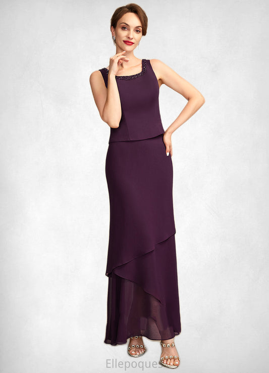 Micaela Sheath/Column Scoop Neck Ankle-Length Chiffon Mother of the Bride Dress With Beading Sequins HO126P0015024