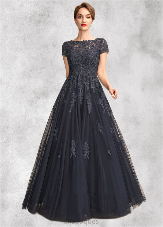 Angeline A-Line Scoop Neck Floor-Length Tulle Lace Mother of the Bride Dress With Beading HO126P0015029