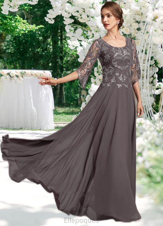 Autumn A-Line Scoop Neck Floor-Length Chiffon Lace Mother of the Bride Dress With Beading Sequins HO126P0015036