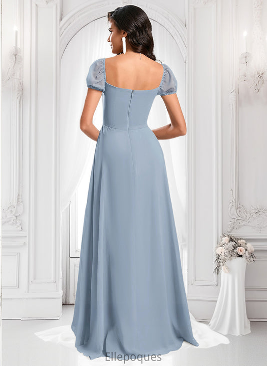 Amaris A-line Square Floor-Length Chiffon Prom Dresses With Ruffle HOP0025872