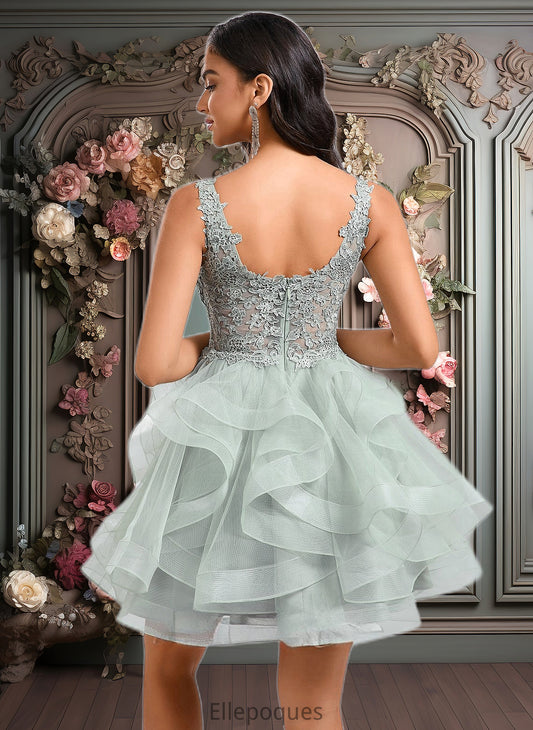 Amani Ball-Gown/Princess V-Neck Short Tulle Lace Homecoming Dress HOP0025671