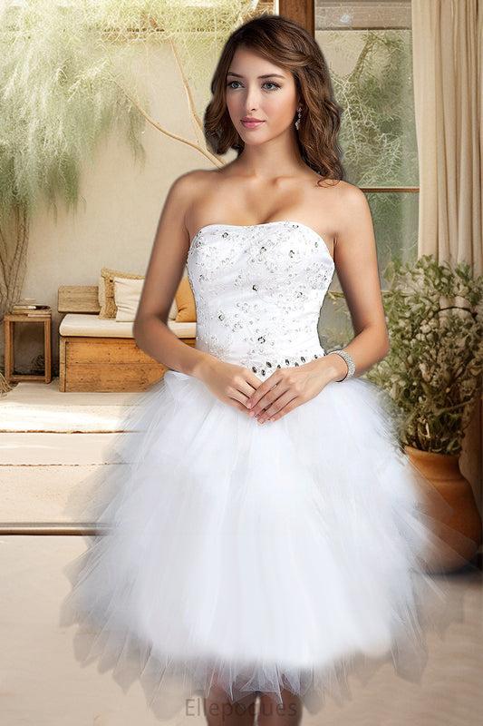 Leah A-line Sweetheart Knee-Length Satin Tulle Homecoming Dress With Beading Cascading Ruffles Appliques Lace Sequins HOP0020598