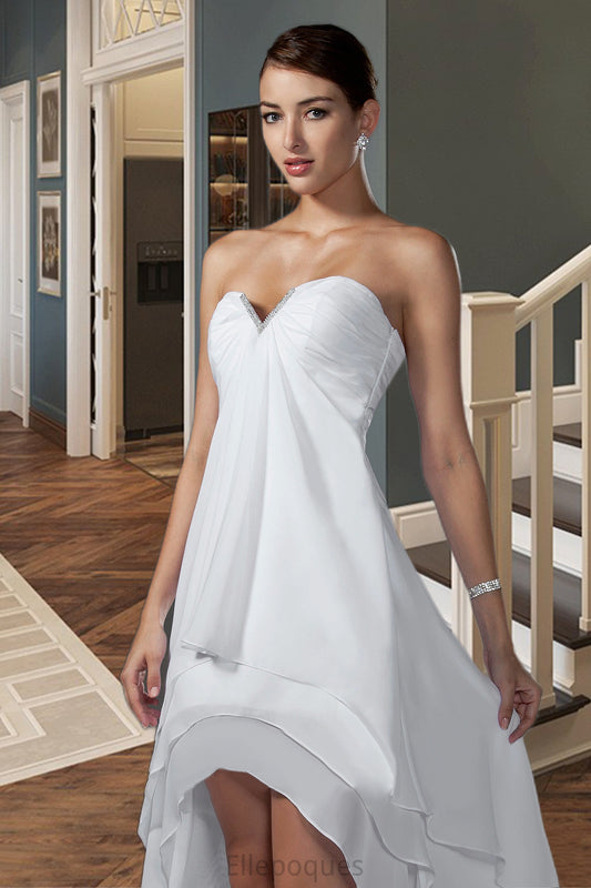 Eden A-line Sweetheart Asymmetrical Chiffon Homecoming Dress With Beading Ruffle HOP0020600