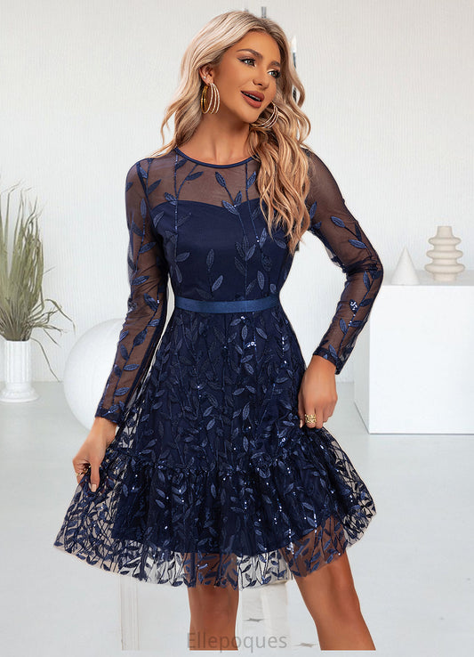 Caroline Embroidered Illusion Elegant A-line Tulle Midi Dresses HOP0022267
