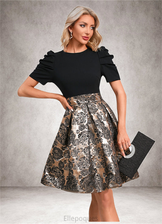 Xiomara Jacquard Scoop Elegant A-line Jacquard Dresses HOP0022279