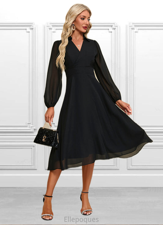 Michaelia V-Neck Elegant A-line Chiffon Midi Dresses HOP0022291