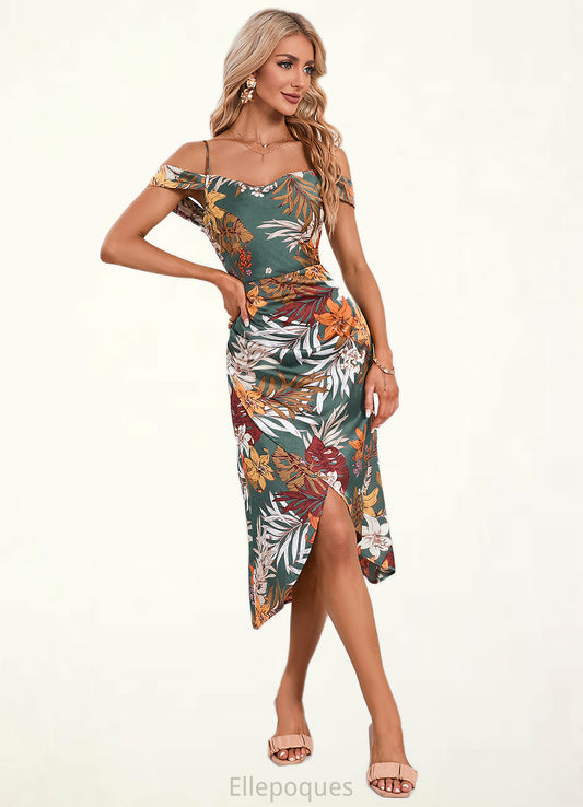 Alisha Ruffle Cowl Elegant A-line Satin Asymmetrical Midi Dresses HOP0022307
