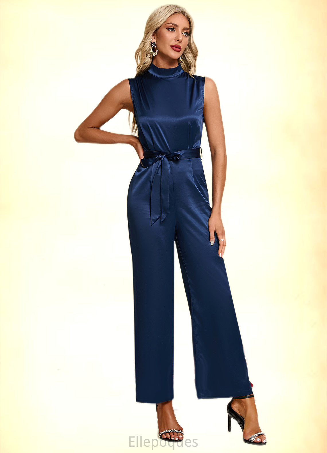 Giovanna High Neck Elegant Jumpsuit/Pantsuit Satin Maxi Dresses HOP0022324