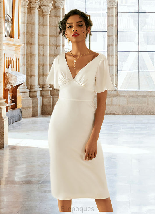 Aliana V-Neck Elegant Bodycon Cotton Blends Midi Dresses HOP0022356