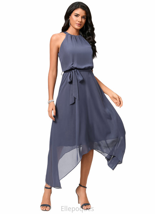 Mya A-line Scoop Ankle-Length Chiffon Cocktail Dress With Ruffle HOP0022361