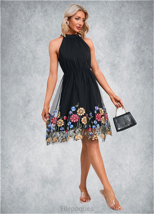 Yoselin Ruffle High Neck Elegant A-line Tulle Dresses HOP0022397