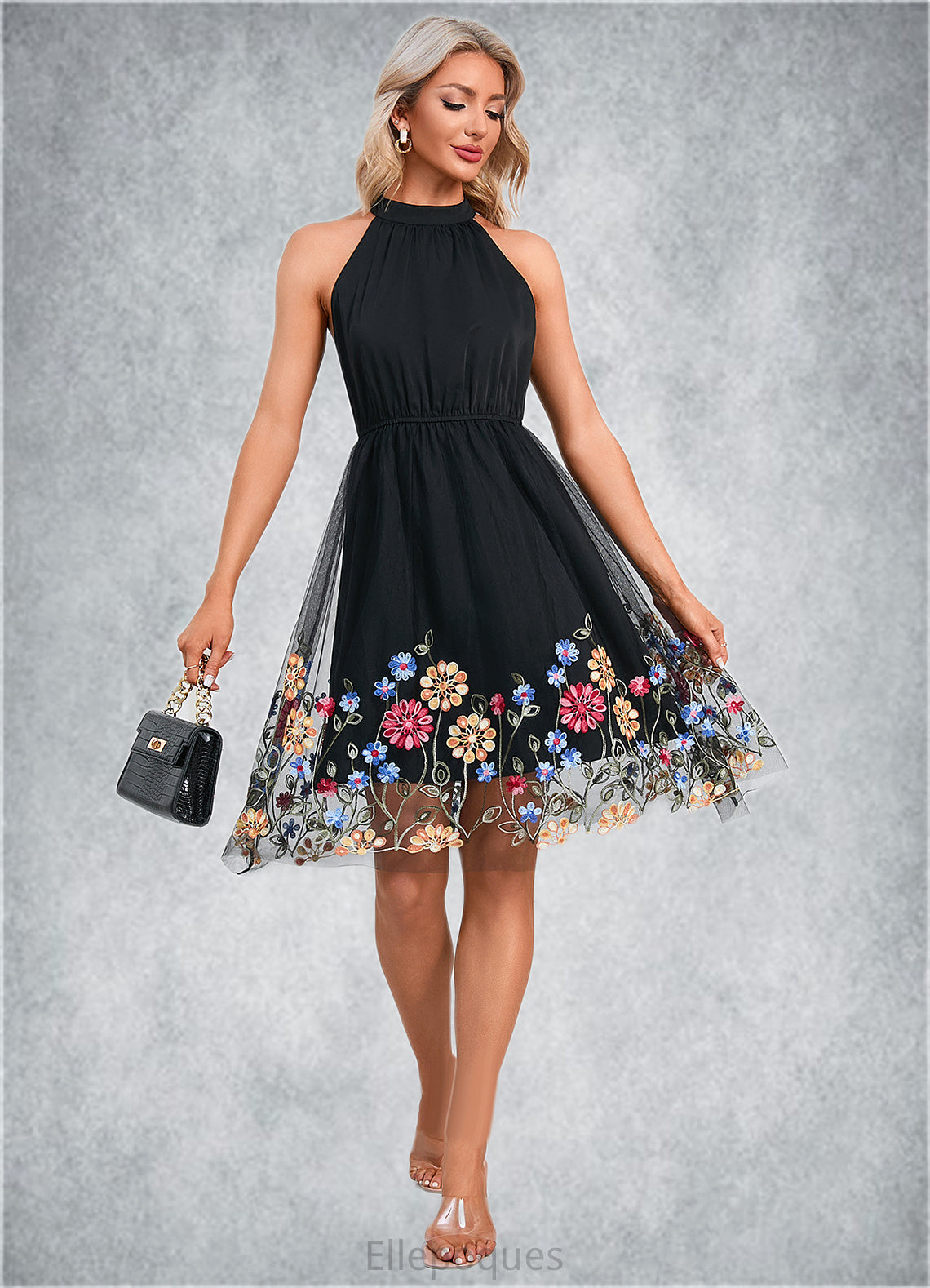 Yoselin Ruffle High Neck Elegant A-line Tulle Dresses HOP0022397
