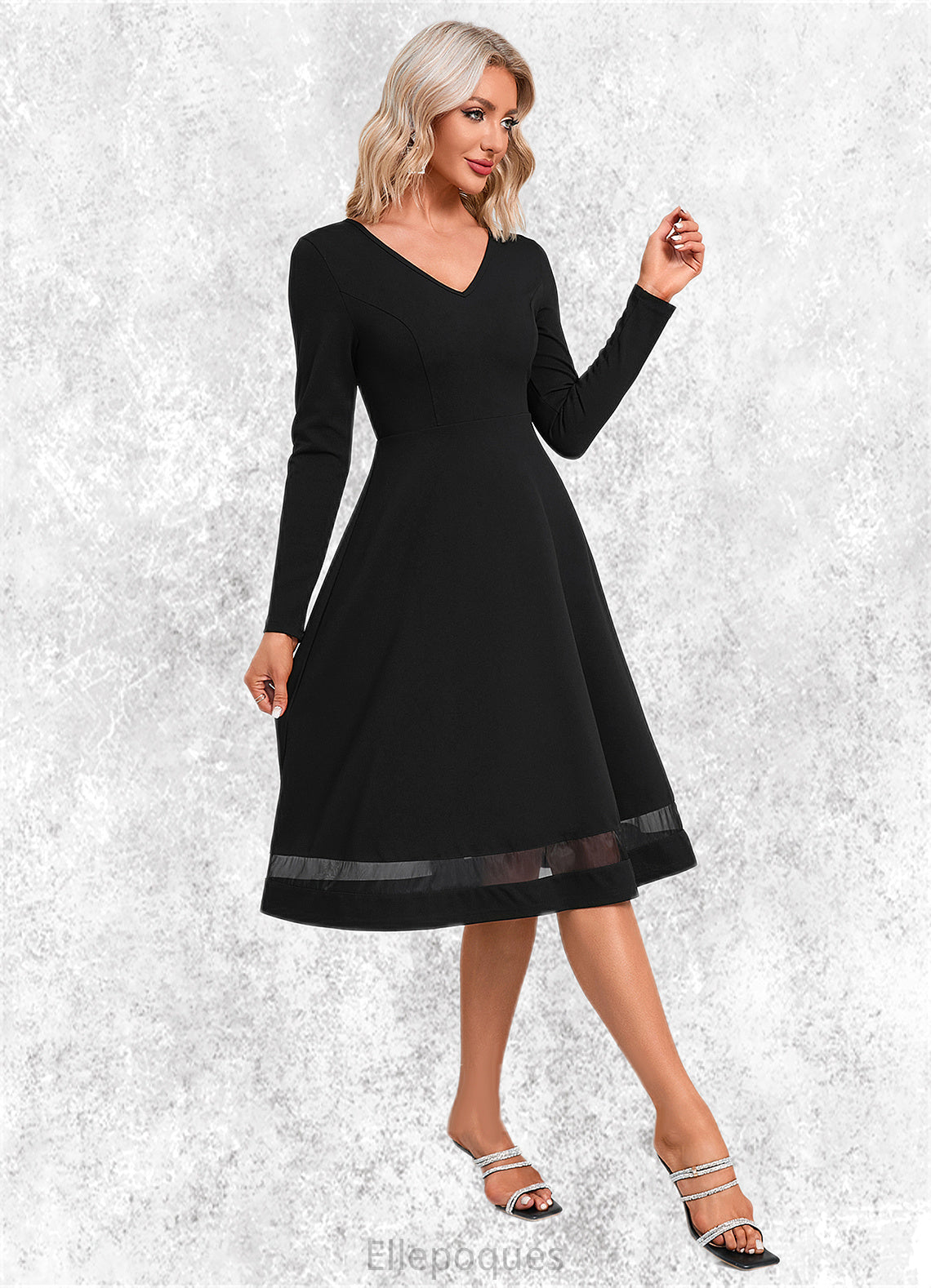 Cailyn V-Neck Elegant A-line Polyester Midi Dresses HOP0022403