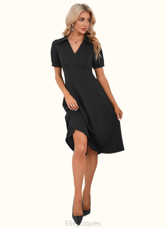 Leilani V-Neck Elegant A-line Cotton Blends Midi Dresses HOP0022412