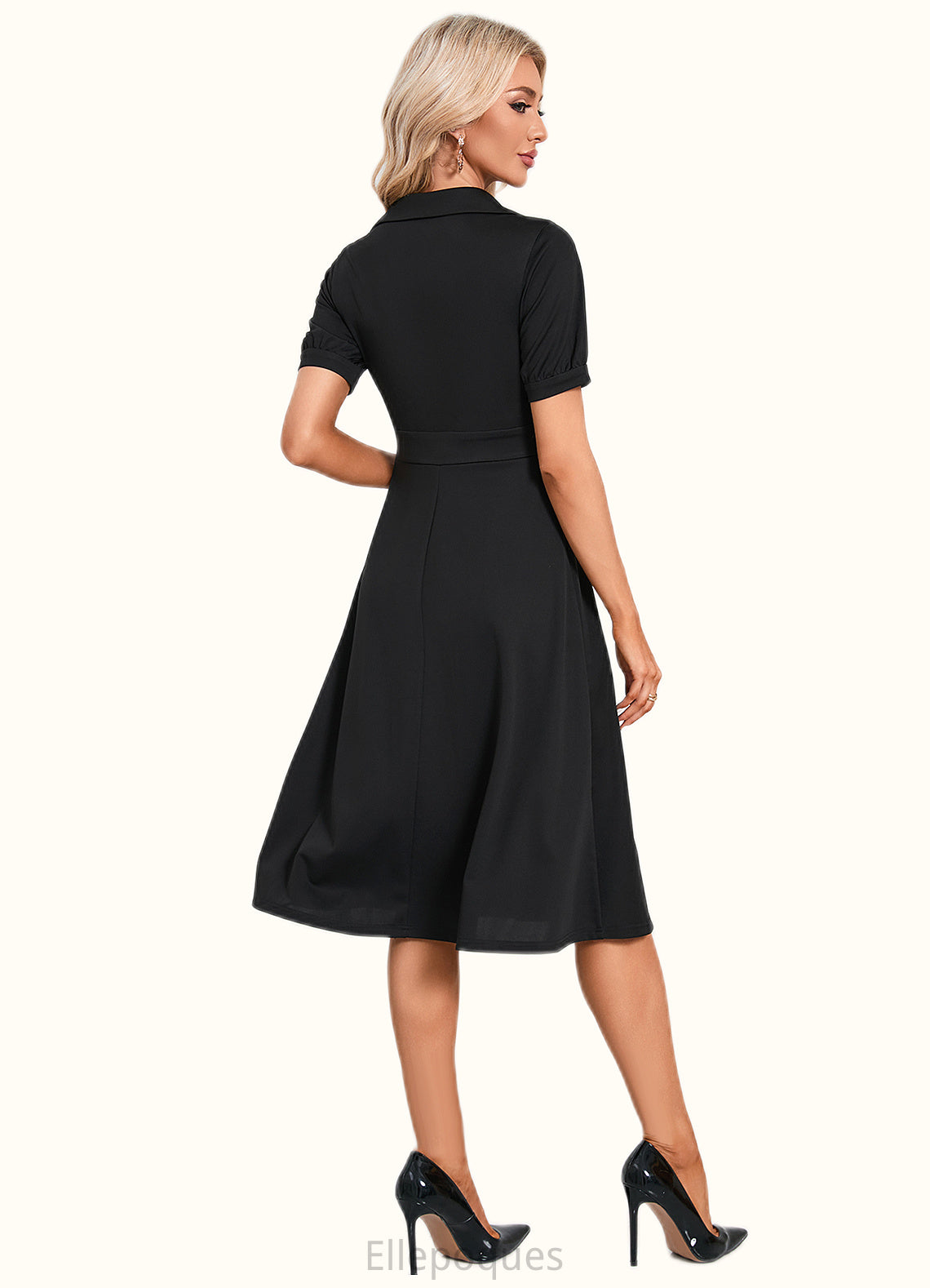 Leilani V-Neck Elegant A-line Cotton Blends Midi Dresses HOP0022412