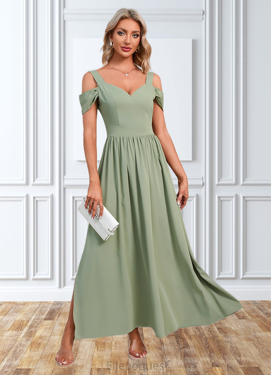 Fiona Ruffle Sweetheart Elegant A-line Polyester Maxi Dresses HOP0022426