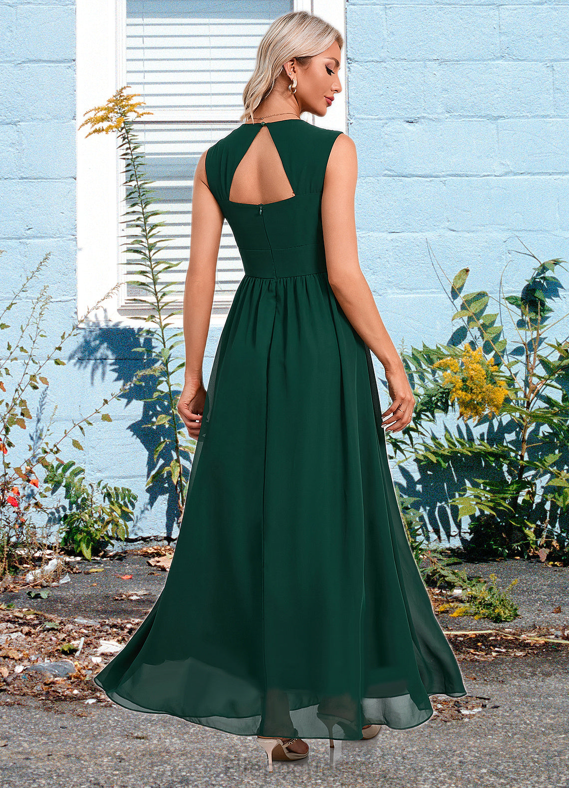 Braelyn Beading Ruffle V-Neck Elegant A-line Chiffon Maxi Dresses HOP0022431