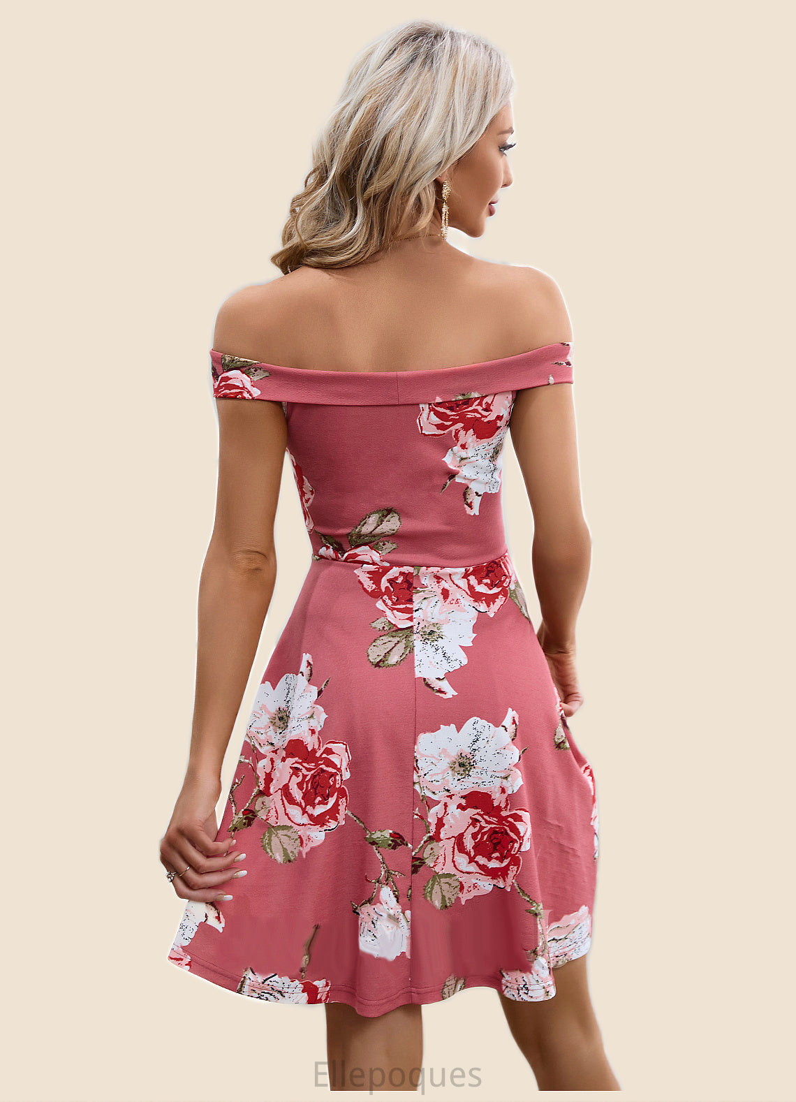 Asia Floral Print Cold Shoulder Elegant A-line Cotton Blends Mini Dresses HOP0022443
