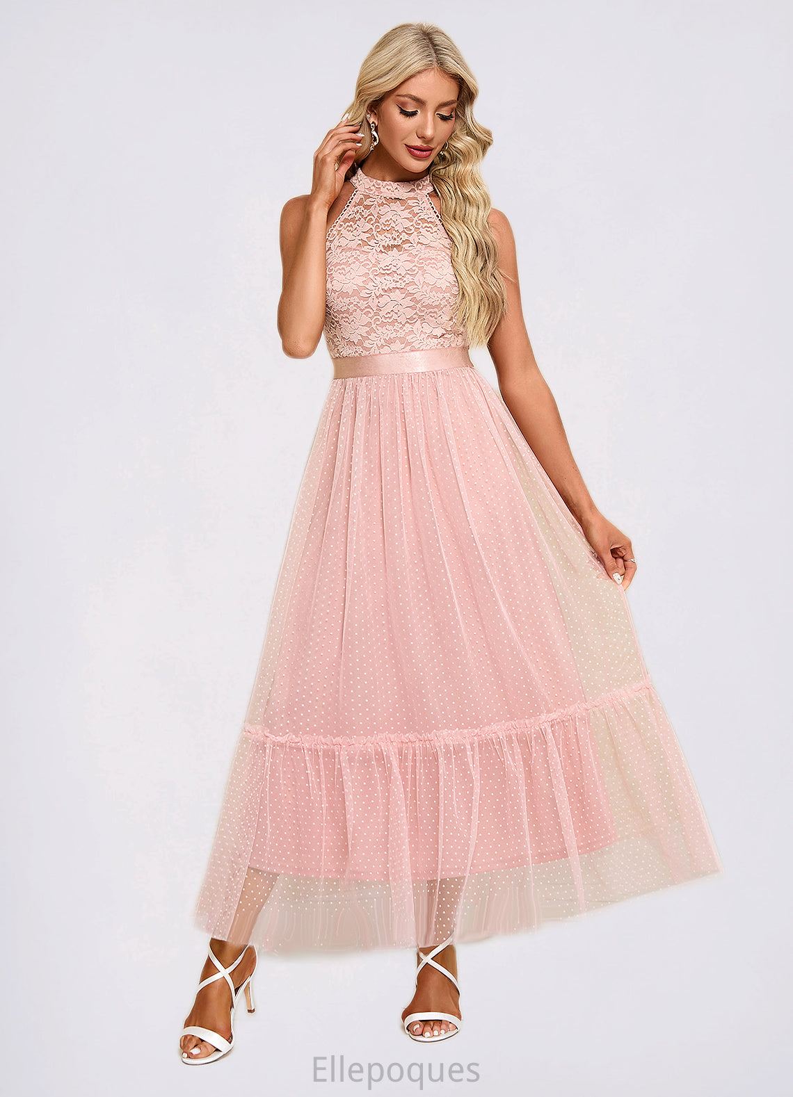 Muriel Illusion Elegant A-line Tulle Midi Dresses HOP0022452