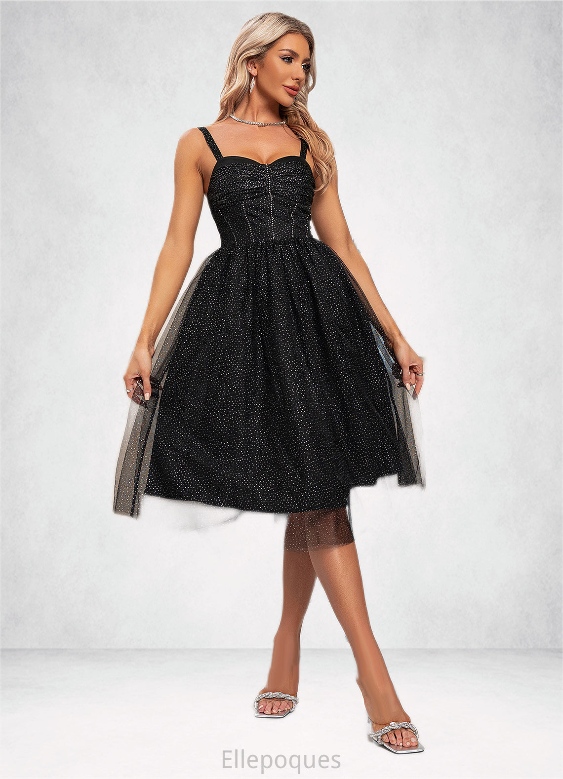 Rosemary Sequins Sweetheart Elegant A-line Tulle Midi Dresses HOP0022471