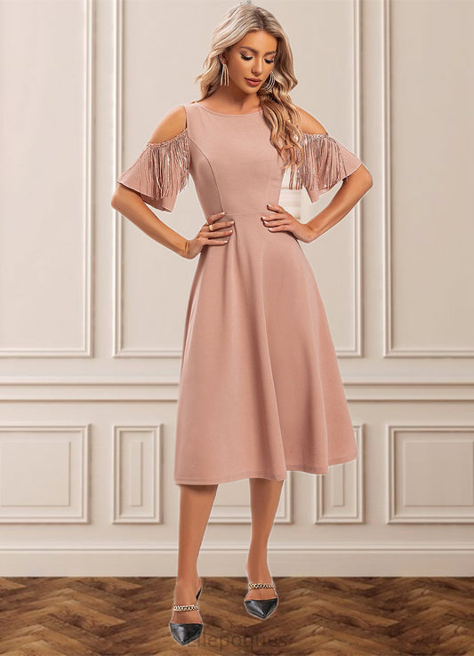 Karley Sequins Scoop Elegant A-line Polyester Midi Dresses HOP0022473