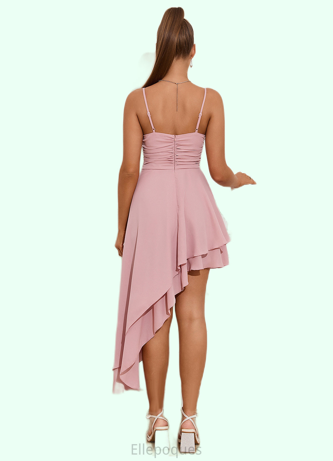 Mackenzie Ruffle Sweetheart Elegant A-line Polyester Asymmetrical Dresses HOP0022477