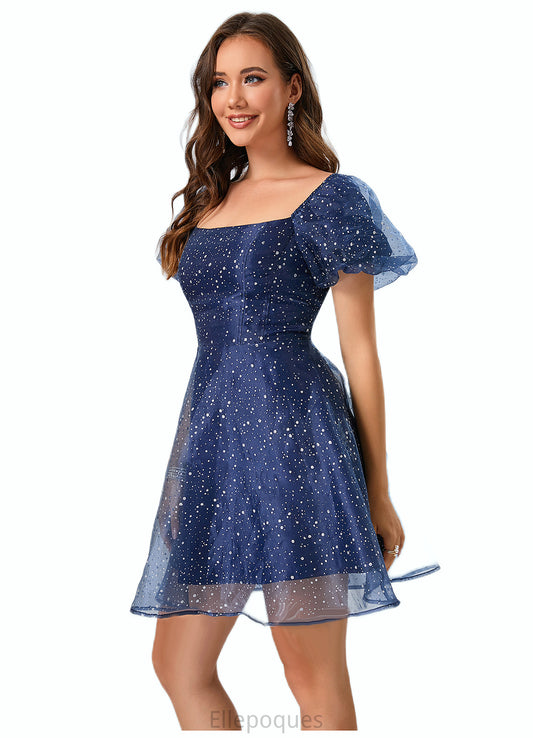 Violet Square A-line Polyester Dresses HOP0022493