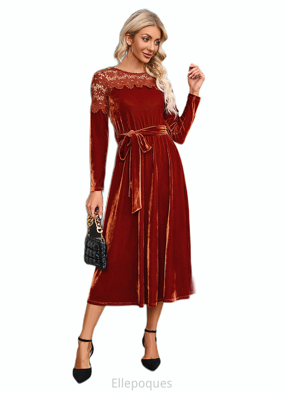 Christine Scoop Elegant A-line Velvet Dresses HOP0022496