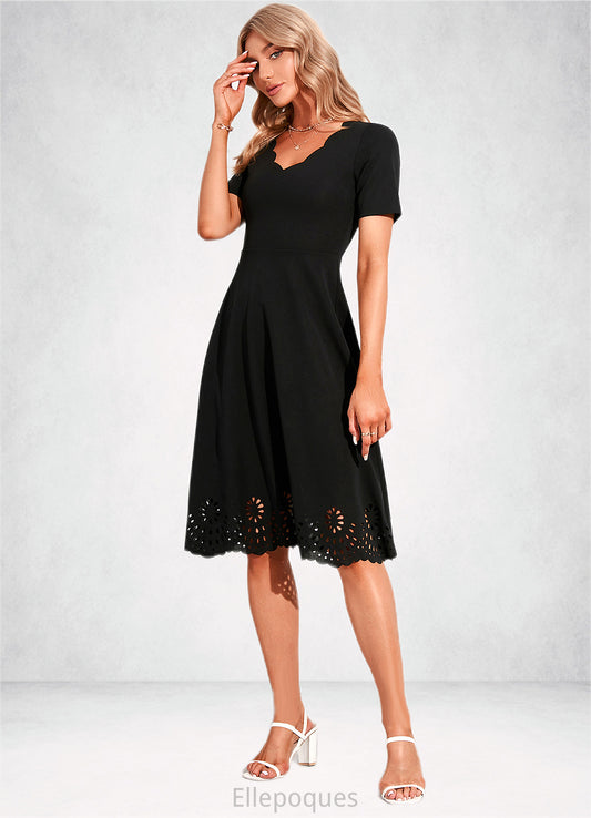 Alina V-Neck Elegant A-line Cotton Blends Midi Dresses HOP0022499