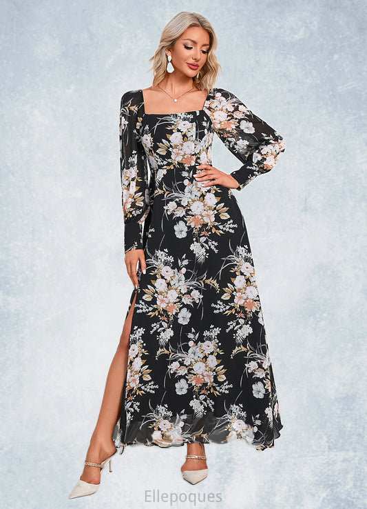 Mabel Floral Print Off the Shoulder Elegant A-line Chiffon Maxi Dresses HOP0022515