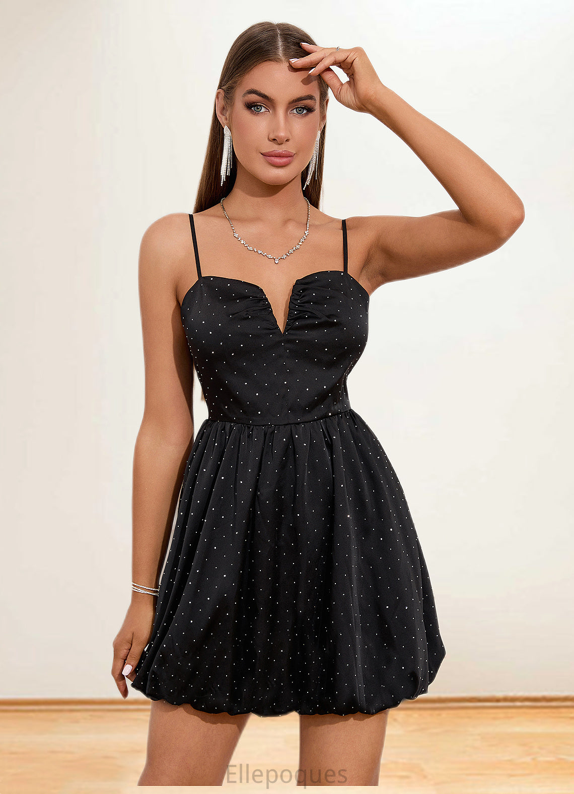 Undine Sequins Sweetheart Sexy A-line Polyester Mini Dresses HOP0022535
