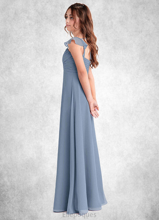 Cloe A-Line Sweetheart Neckline Chiffon Floor-Length Junior Bridesmaid Dress dusty blue HOP0022869
