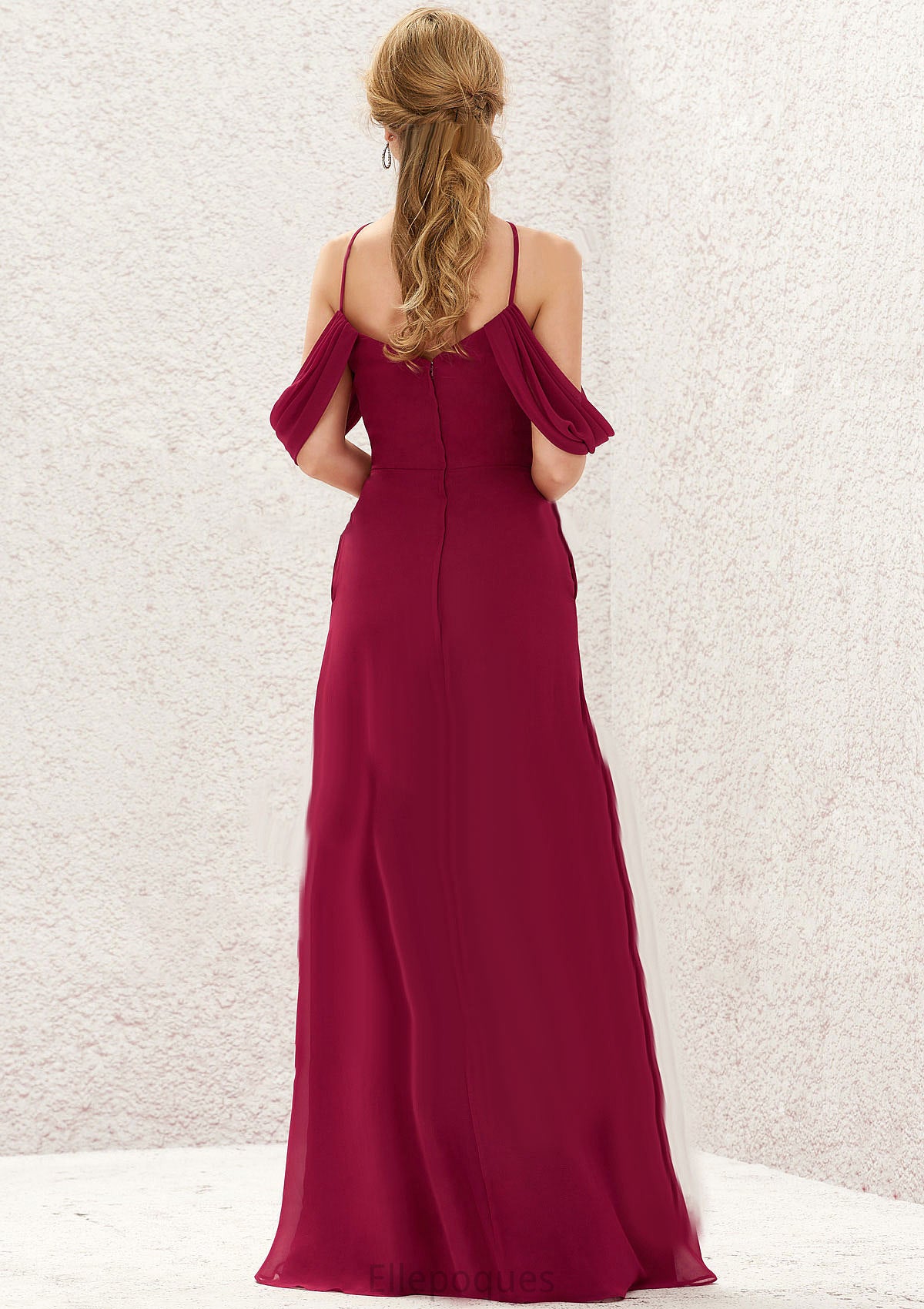 A-line Scalloped Neck Sleeveless Chiffon Long/Floor-Length Bridesmaid Dresses With Pockets Marianna HOP0025310