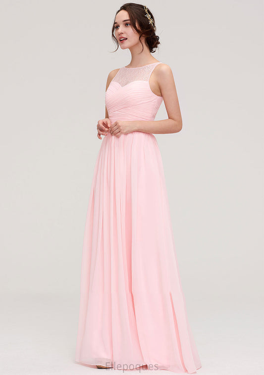 Sleeveless Chiffon A-line/Princess Long/Floor-Length Wedding Party Bridesmaid Dresses With Pleated Lace Sariah HOP0025332