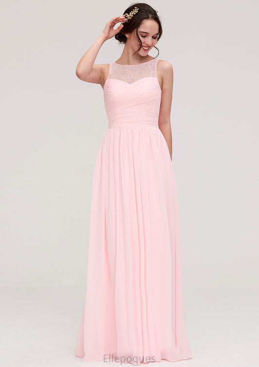 Sleeveless Chiffon A-line/Princess Long/Floor-Length Wedding Party Bridesmaid Dresses With Pleated Lace Sariah HOP0025332