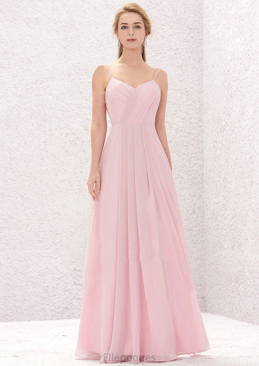 A-line Sweetheart Sleeveless Long/Floor-Length Chiffon Bridesmaid Dresses With Pleated Baylee HOP0025335