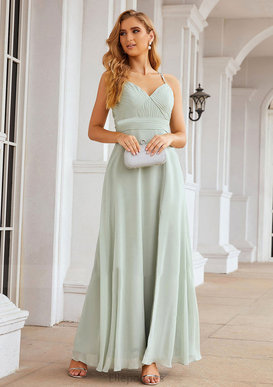 A-line Sweetheart Sleeveless Long/Floor-Length Chiffon Bridesmaid Dresses With Pleated Split.co.uk Carina HOP0025339
