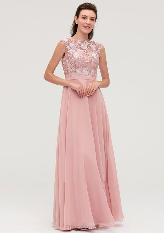 Sleeveless Chiffon A-line/Princess Long/Floor-Length Bridesmaid Dresseses With Sashes Appliqued Kaliyah HOP0025348