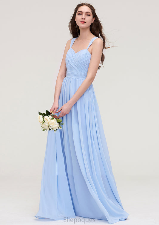 Sleeveless Sweetheart Long/Floor-Length Chiffon A-line/Princess Bridesmaid Dresses With Pleated Frederica HOP0025437