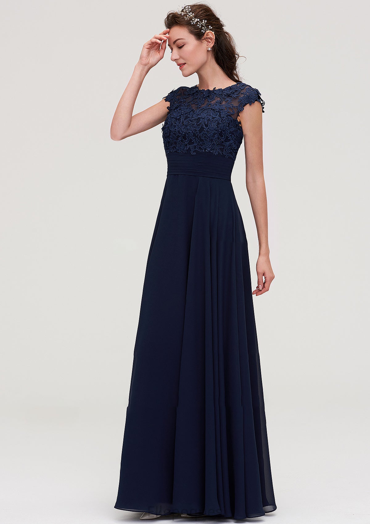 Sleeveless Chiffon A-line/Princess Long/Floor-Length Bridesmaid Dresseses With Appliqued Luz HOP0025455