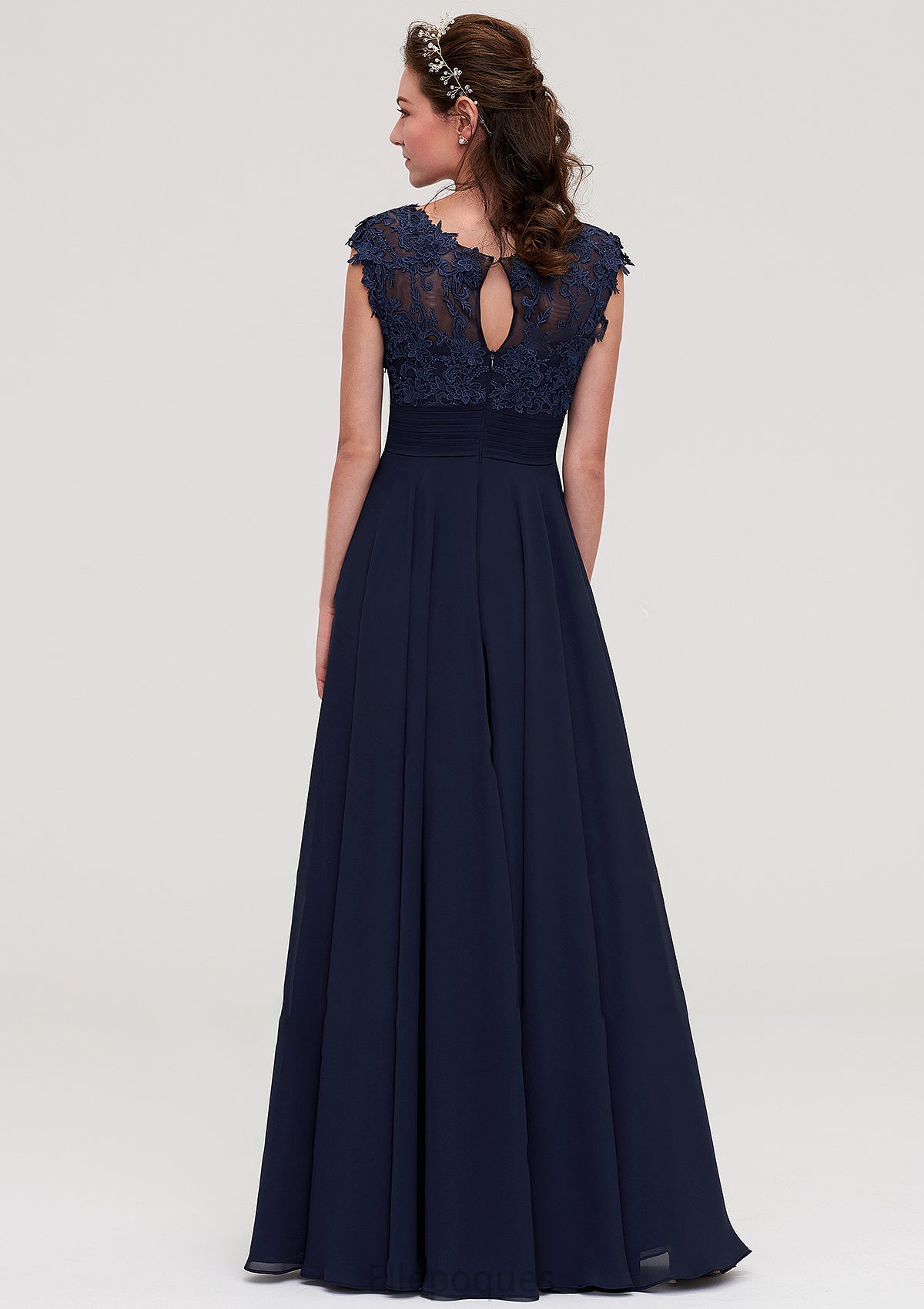 Sleeveless Chiffon A-line/Princess Long/Floor-Length Bridesmaid Dresseses With Appliqued Luz HOP0025455