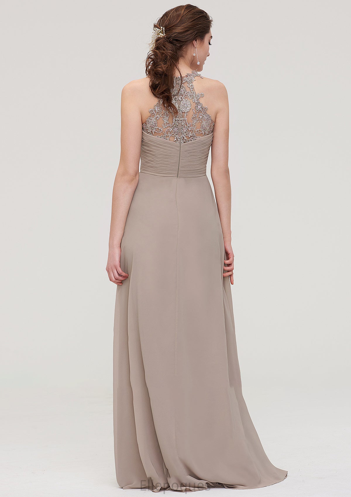 Sleeveless Sweetheart Long/Floor-Length Chiffon A-line/Princess Bridesmaid Dresses With Pleated Lace Delilah HOP0025457