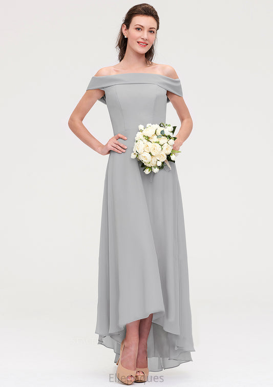 Off-the-Shoulder Sleeveless Asymmetrical Chiffon A-line/Princess Bridesmaid Dresseses Chana HOP0025465