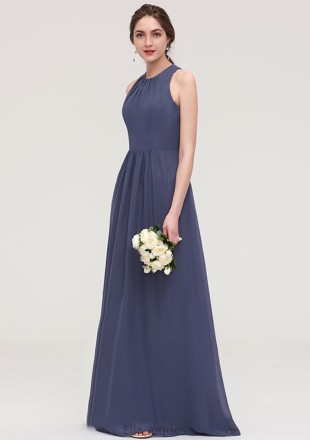 Sleeveless Scoop Neck ong/Floor-Length Chiffon A-line/Princess LStormy Bridesmaid Dresses With Pleated Mylie HOP0025470